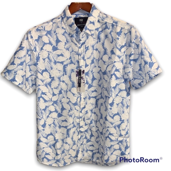 International Report Other - INTERNATIONAL REPORT MENS SHORT SLEEVE BUTTON DOWN FLORAL SHIRT SLIM FIT MEDIUM